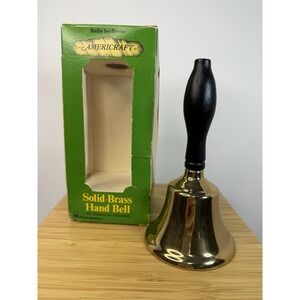 Vintage Americraft Solid Brass Bell Bevin‎ 3 3/8" diameter No. 4 Handbell Black